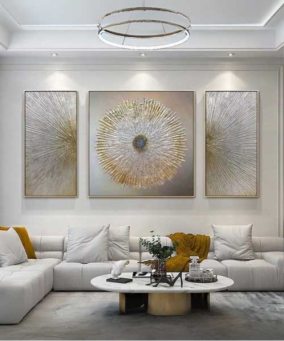 Gold Frame 50*70 - 70*70 - 50*70 Cm Crystall Porsalein Painting Style For Living Room
